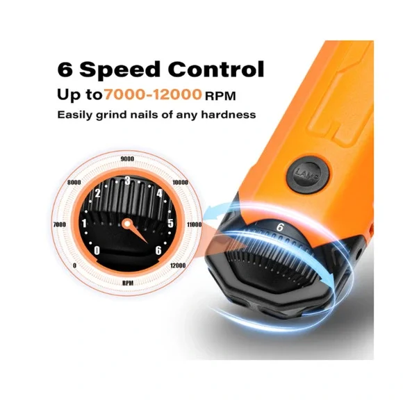 Casfuy Professional Pet Dog Nail Grinder 6 Speed Rechargeable Quiet Trimmer NEW - Picture 4 of 5